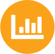 icon of a bar graph inside yellow circle