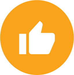 icon of thumbs up symbol inside yellow circle