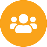 icon of three people inside a circle representing users