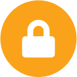 icon of a lock inside a yellow circle