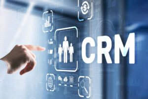 a person clicks a digital "CRM" button when choosing a behavioral health CRM