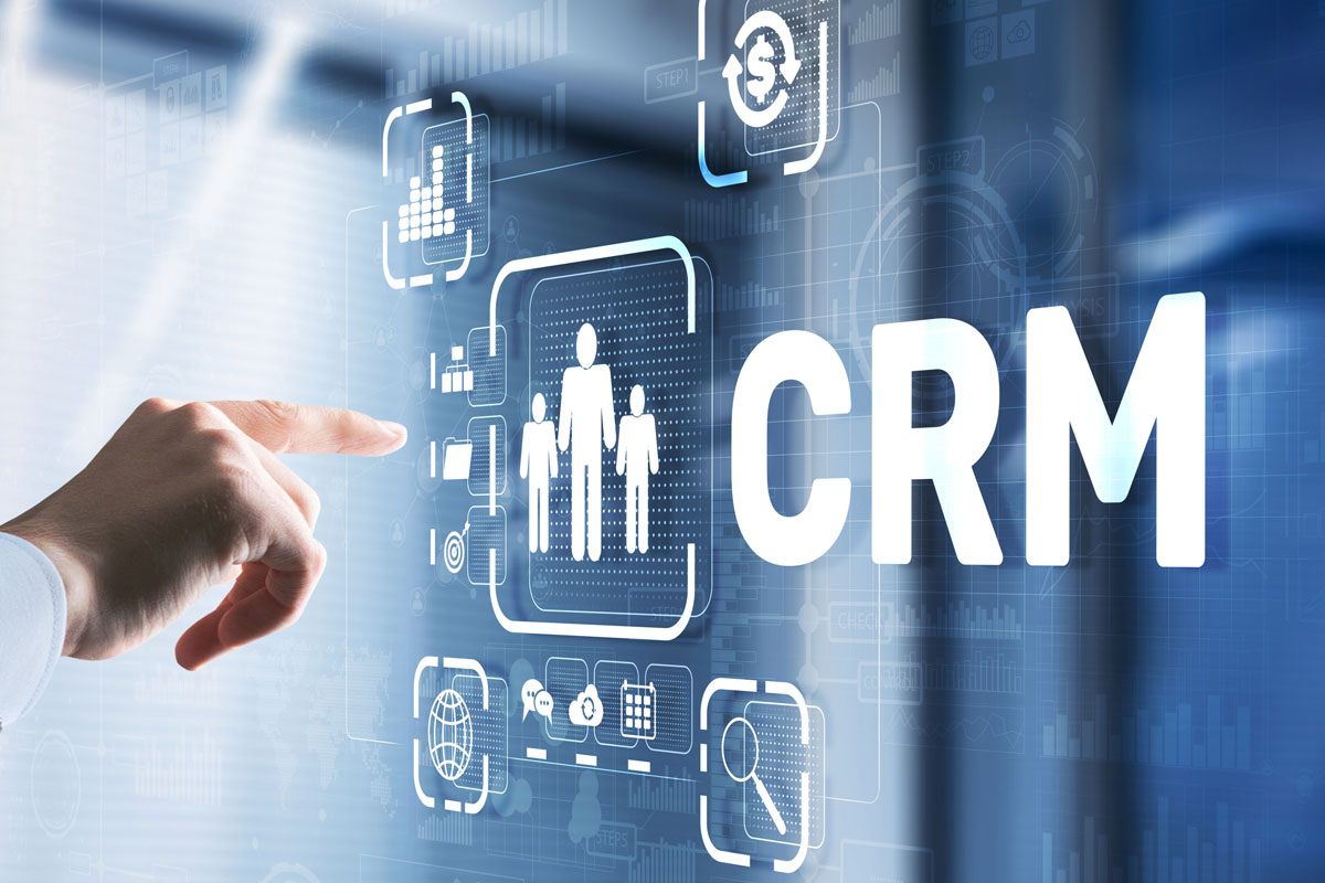 a person clicks a digital "CRM" button when choosing a behavioral health CRM