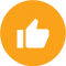 icon of thumbs up symbol inside yellow circle