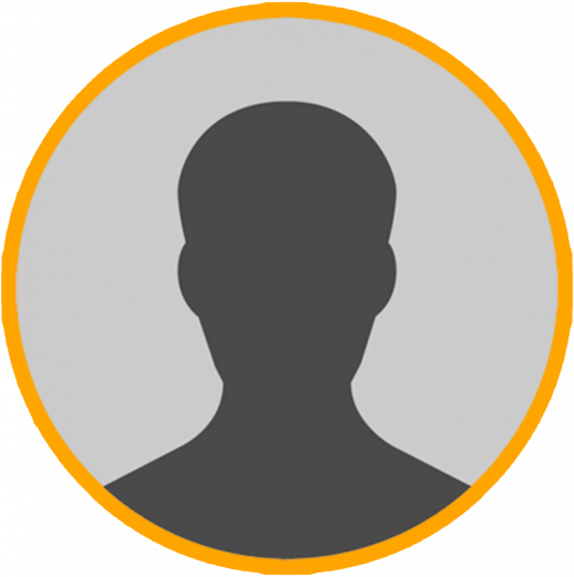 profile of a person's head surrounded by an orange circle